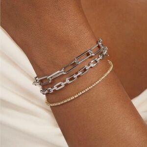 Silver Bold Paper Clip Bracelet